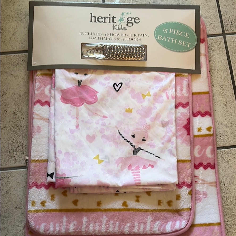 Heritage Kids 15-Piece Pink Ballerina Bath Set